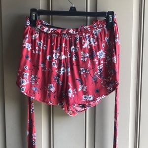 Red Floral Shorts